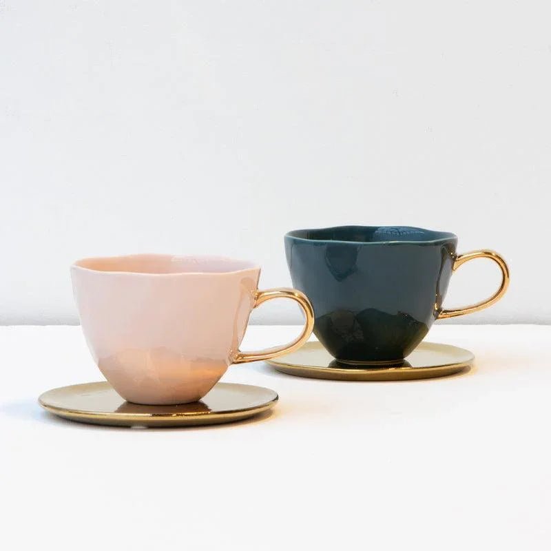 Tasse Bonjour Cappuccino / Thé Ø11 cm - Bleu Vert (lot de 4) - Caldeira