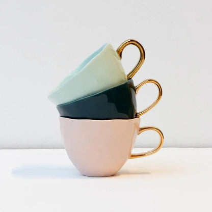 Tasse Bonjour Cappuccino / Thé Ø11 cm - Bleu Vert (lot de 4) - Caldeira