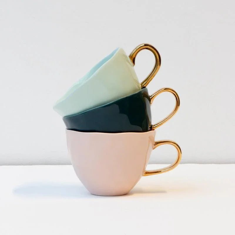 Tasse Bonjour Cappuccino / Thé Ø11 cm - Bleu Vert (lot de 4) - Caldeira