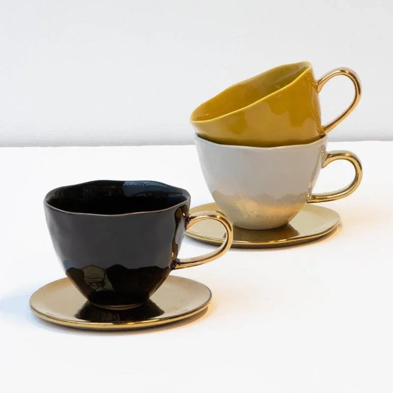 Tasse Bonjour Cappuccino / Thé Ø11 cm - Noir (lot de 4) - Caldeira