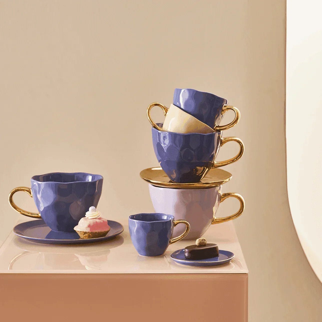 Tasse Bonjour Cappuccino / Thé Ø11 cm - Violet Bleu (lot de 4) - Caldeira