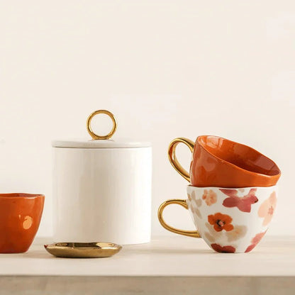 Tasse Cappuccino / Thé Ø11 cm - Orange Brûlé (lot de 4) - Caldeira