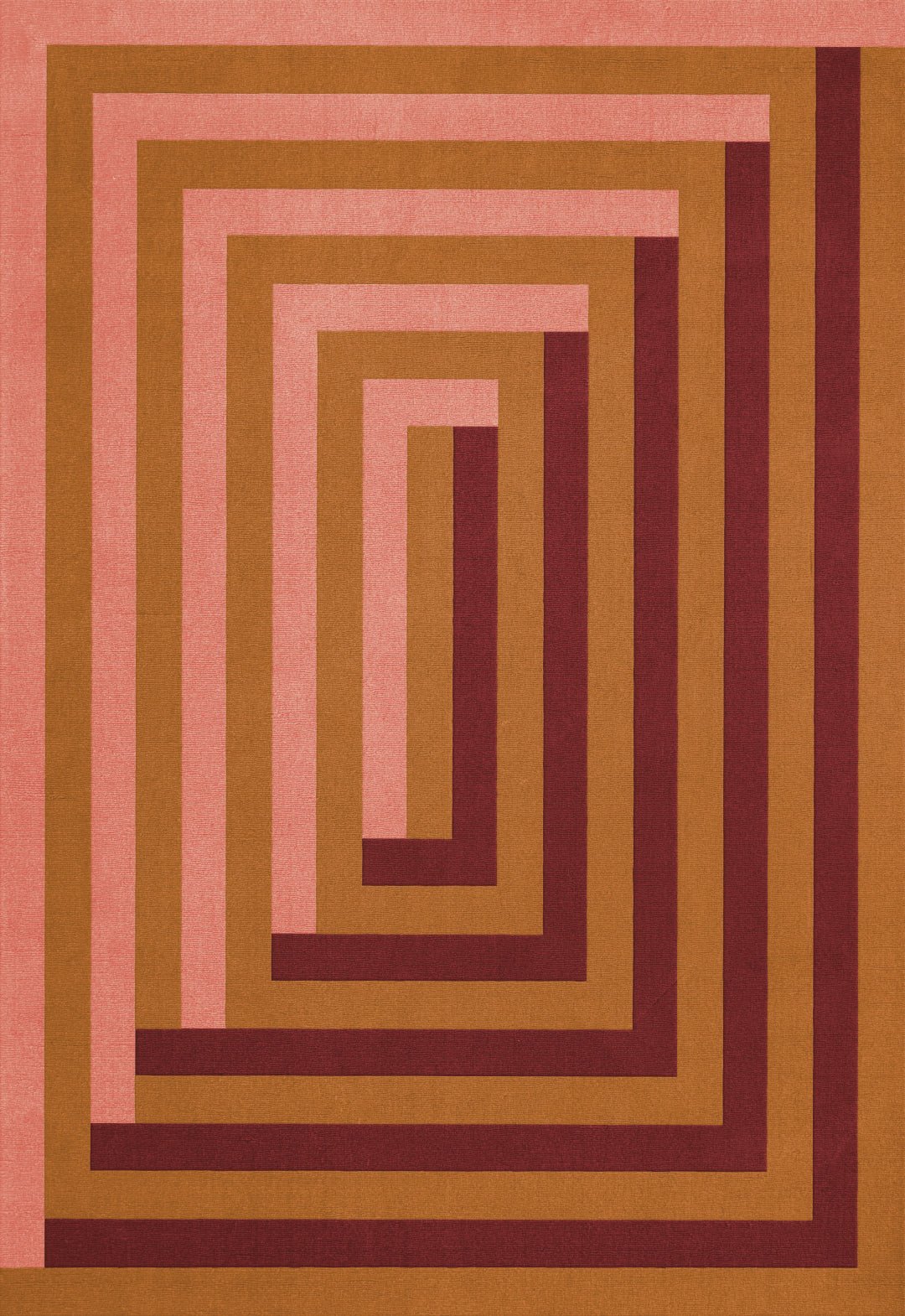 Teklan - Labyrinth - Wool - Rug - Coral - Pink - Maison Caldeira