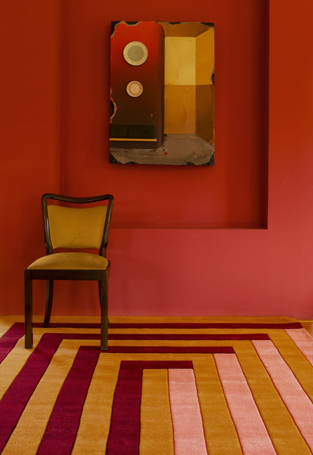 Teklan - Labyrinth - Wool - Rug - Coral - Pink - Maison Caldeira