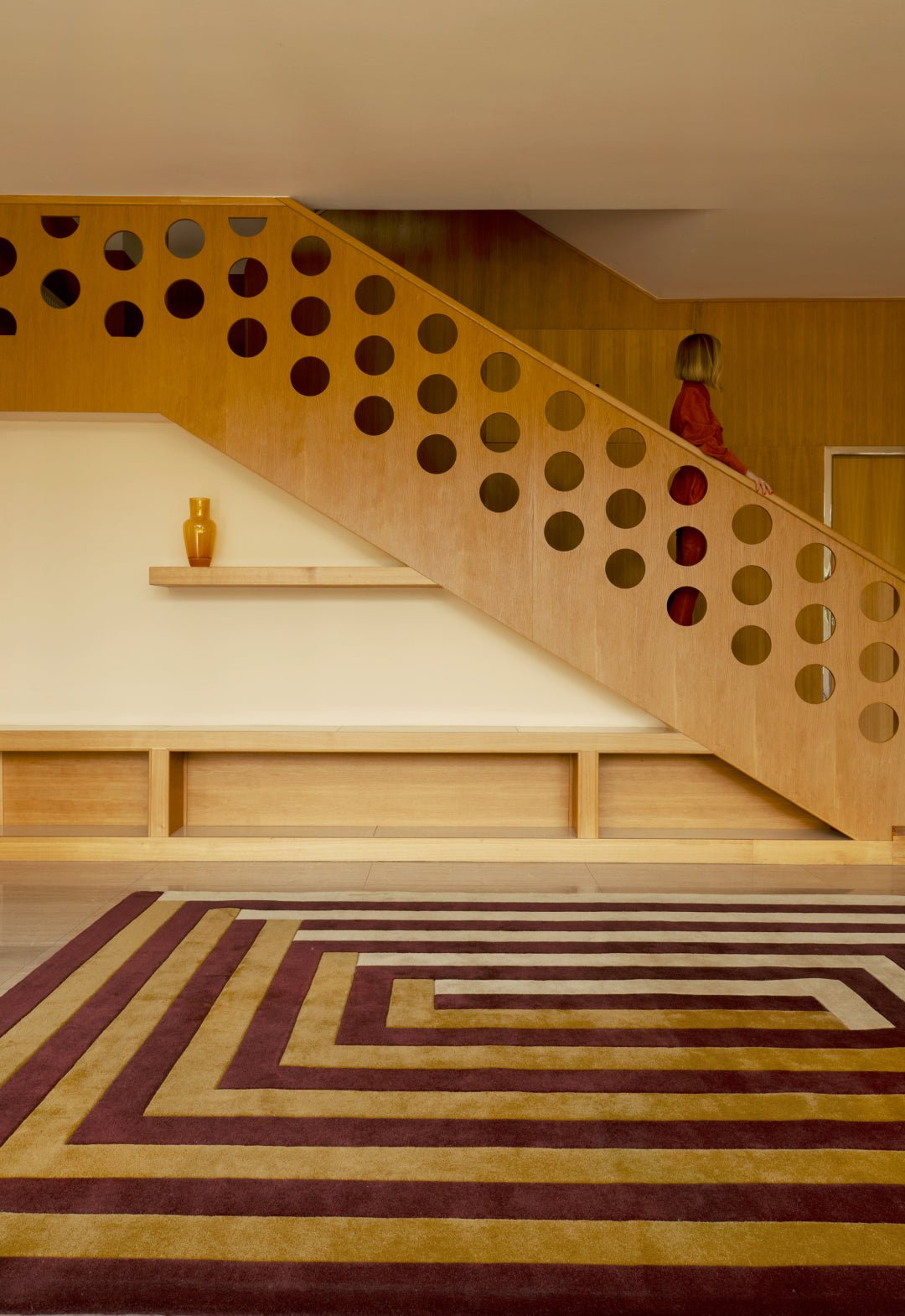 Teklan - Labyrinth - Wool - Rug - Mulberry - Sand - Maison Caldeira