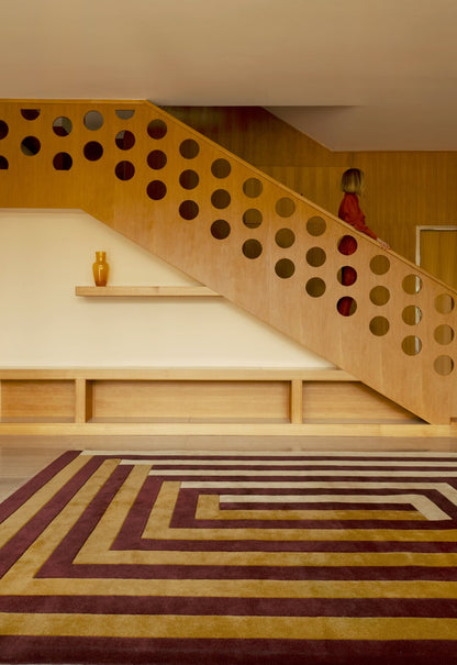 Teklan - Labyrinth - Wool - Rug - Mulberry - Sand - Maison Caldeira
