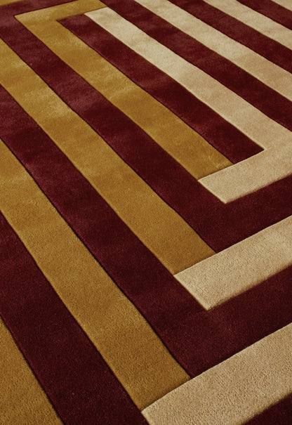 Teklan - Labyrinth - Wool - Rug - Mulberry - Sand - Maison Caldeira