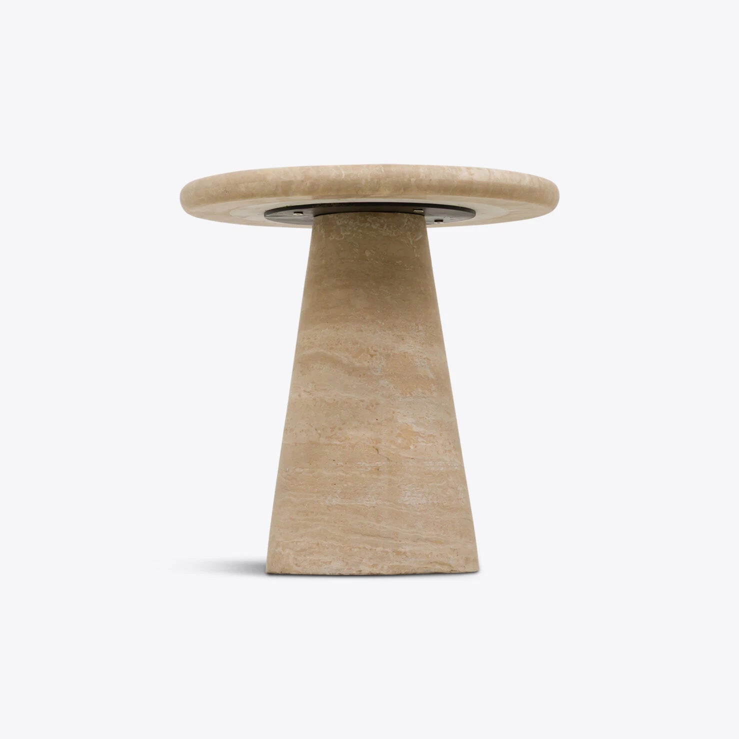 Verona Travertine Side Table – Pure White Lines - Caldeira