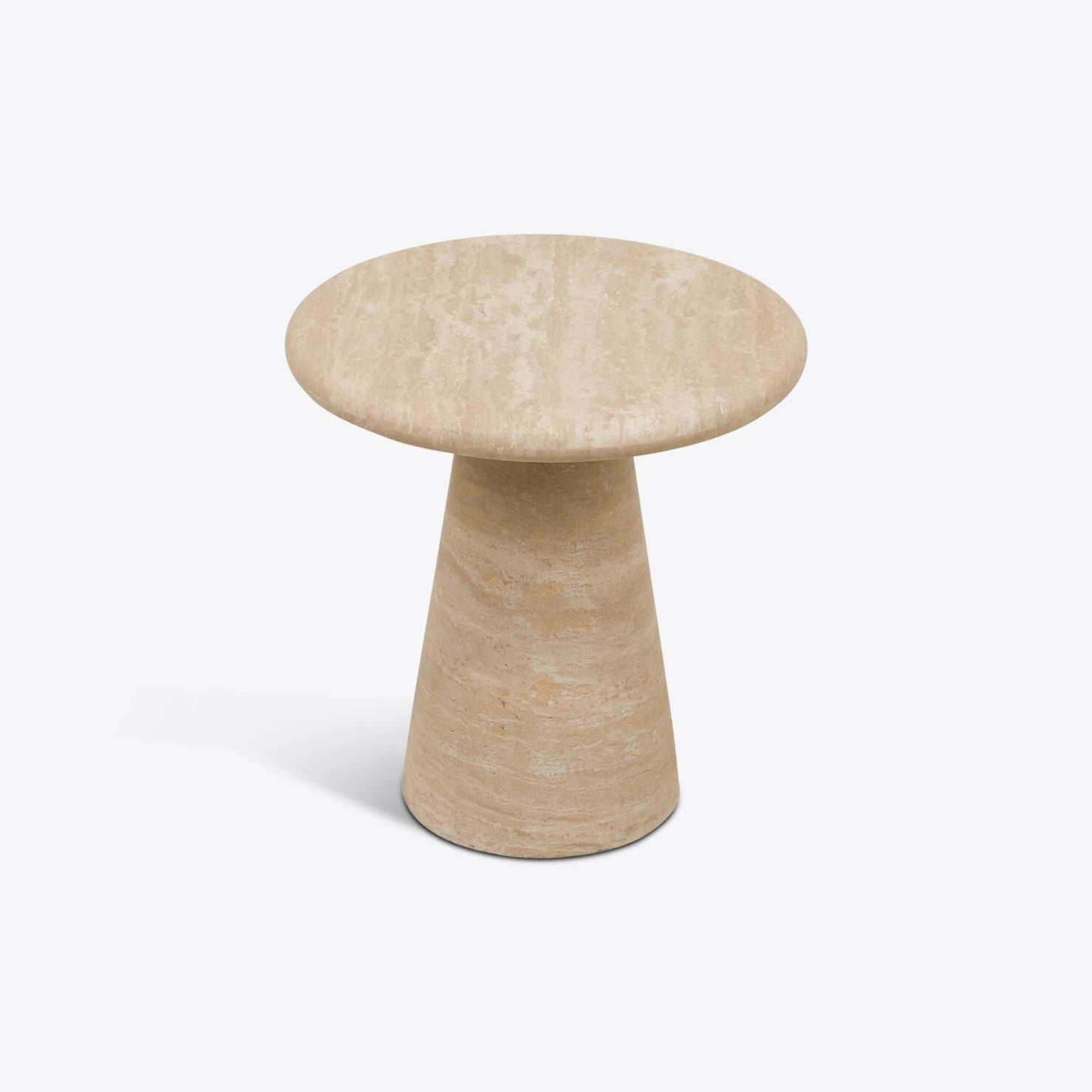 Verona Travertine Side Table – Pure White Lines - Caldeira