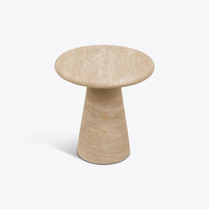 Verona Travertine Side Table – Pure White Lines - Caldeira
