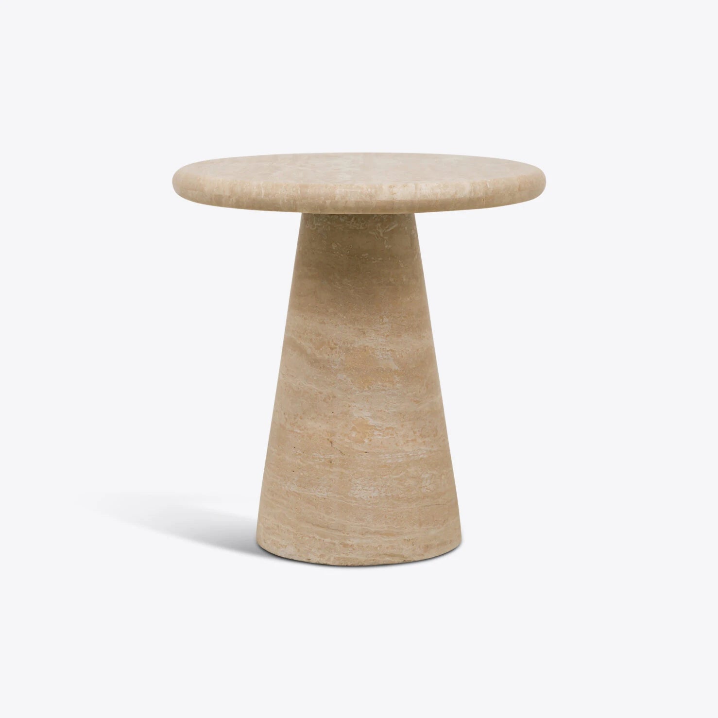 Verona Travertine Side Table – Pure White Lines - Caldeira