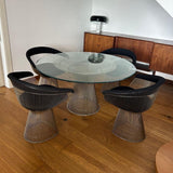 Warren Platner – Table de salle à manger bronze + 4 chaises (tissu noir) – Vintage, achat 2017 - Maison Caldeira