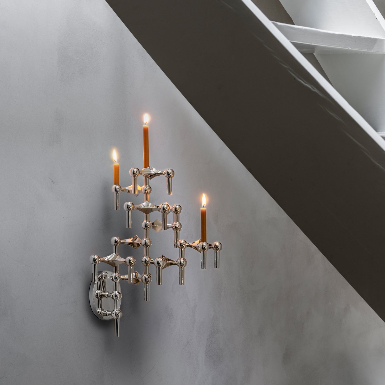 Applique murale pour bougeoirs - Chrome - Stoff nagel - Design Contemporain - Maison Caldeira