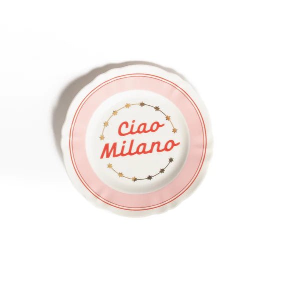 Assiette « Ciao Milano » rose - Maison Caldeira