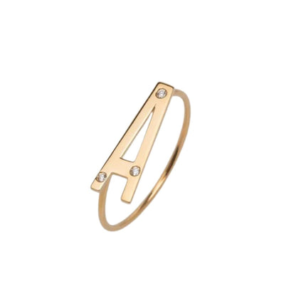 Bague lettre A - Or jaune 18 carats avec diamants - Acmée - Design Contemporain - Maison Caldeira