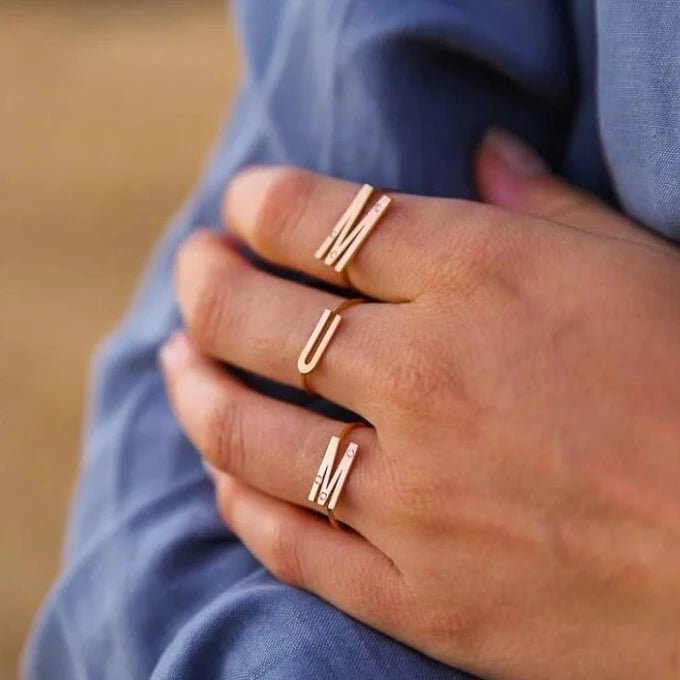 Bague lettre « E » - Or blanc 18 carats avec diamants - Maison Caldeira