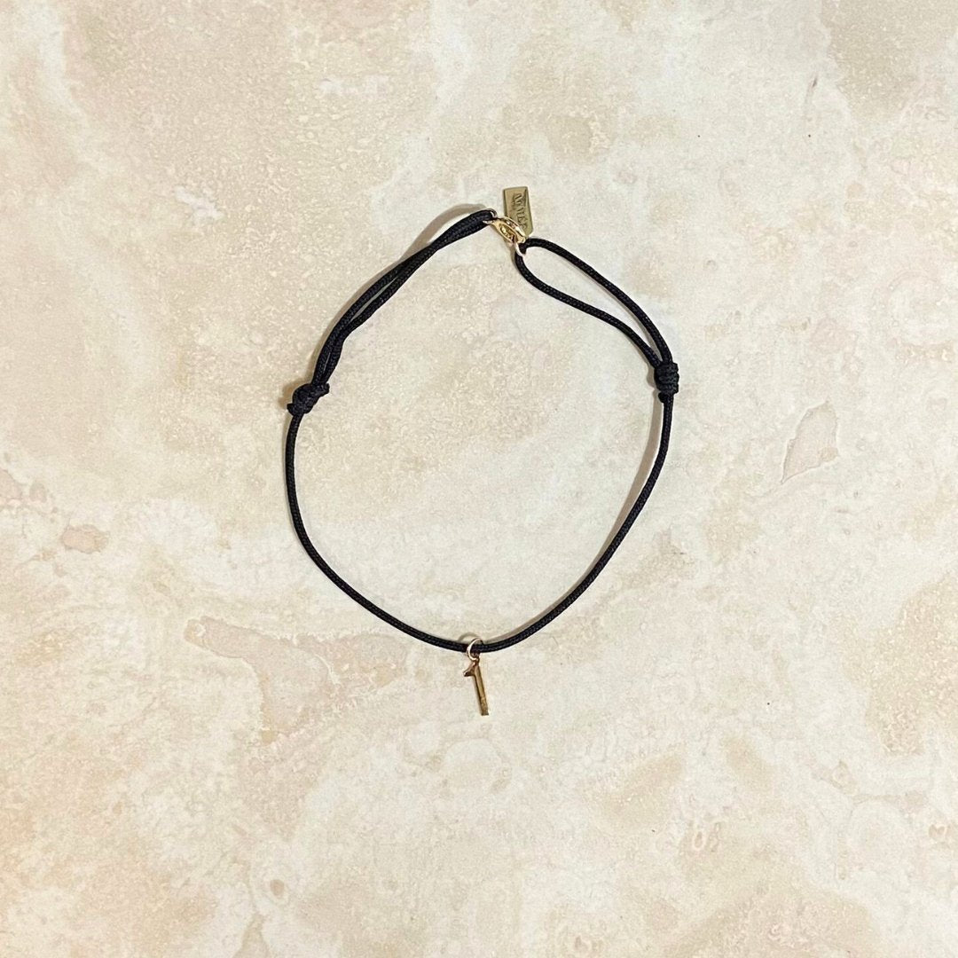 Bracelet Chiffre Éternité "1"- Cordon Noir - Maison Caldeira
