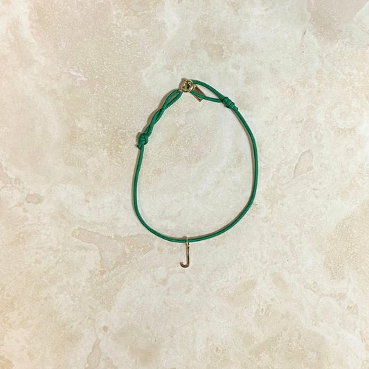 Bracelet Lettre Éternité "J"- Cordon Vert - Maison Caldeira