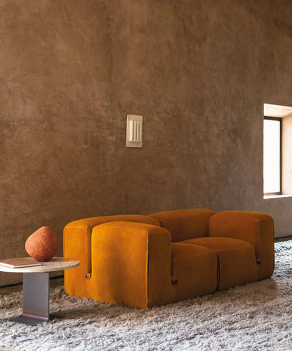 Canapé 2 modules Mura - Velours bleu - Tacchini - Design Italien - Maison Caldeira