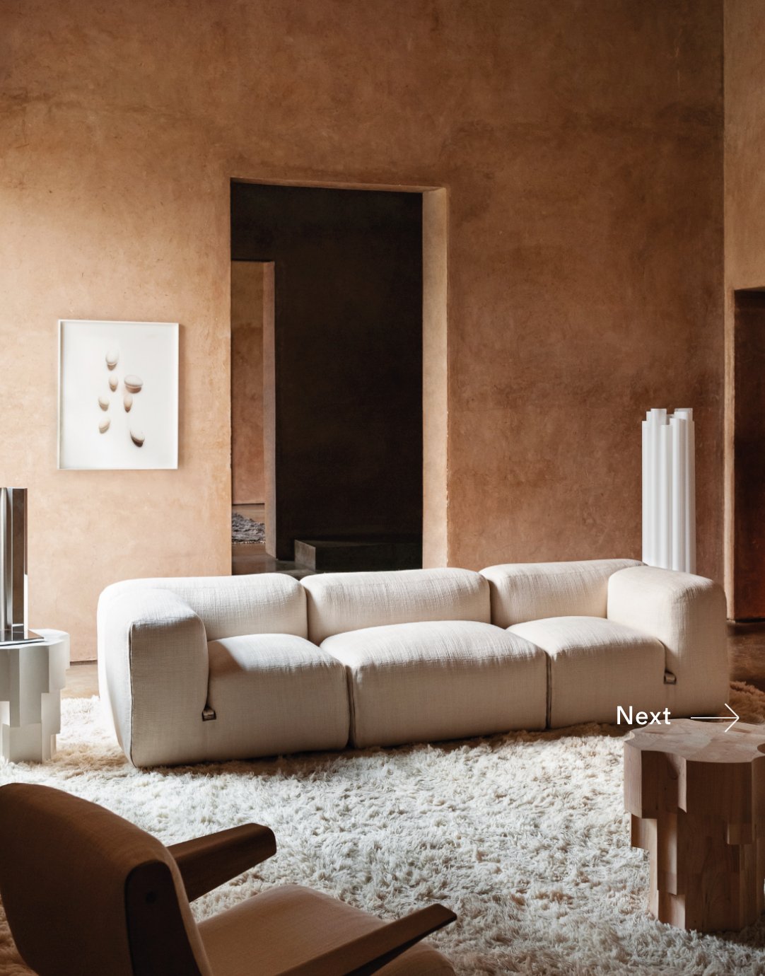 Canapé 2 modules Mura - Velours bleu - Tacchini - Design Italien - Maison Caldeira