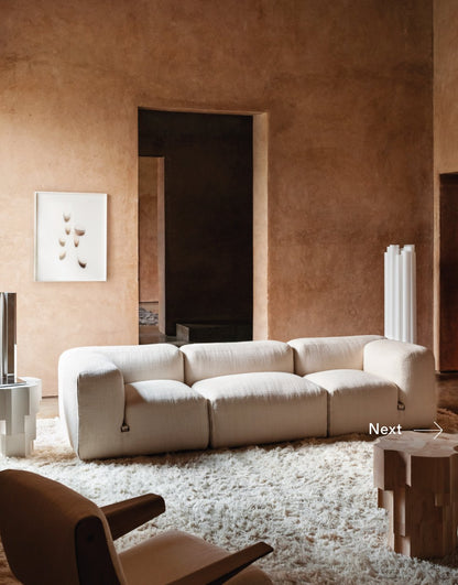 Canapé 2 modules Mura - Velours bleu - Tacchini - Design Italien - Maison Caldeira