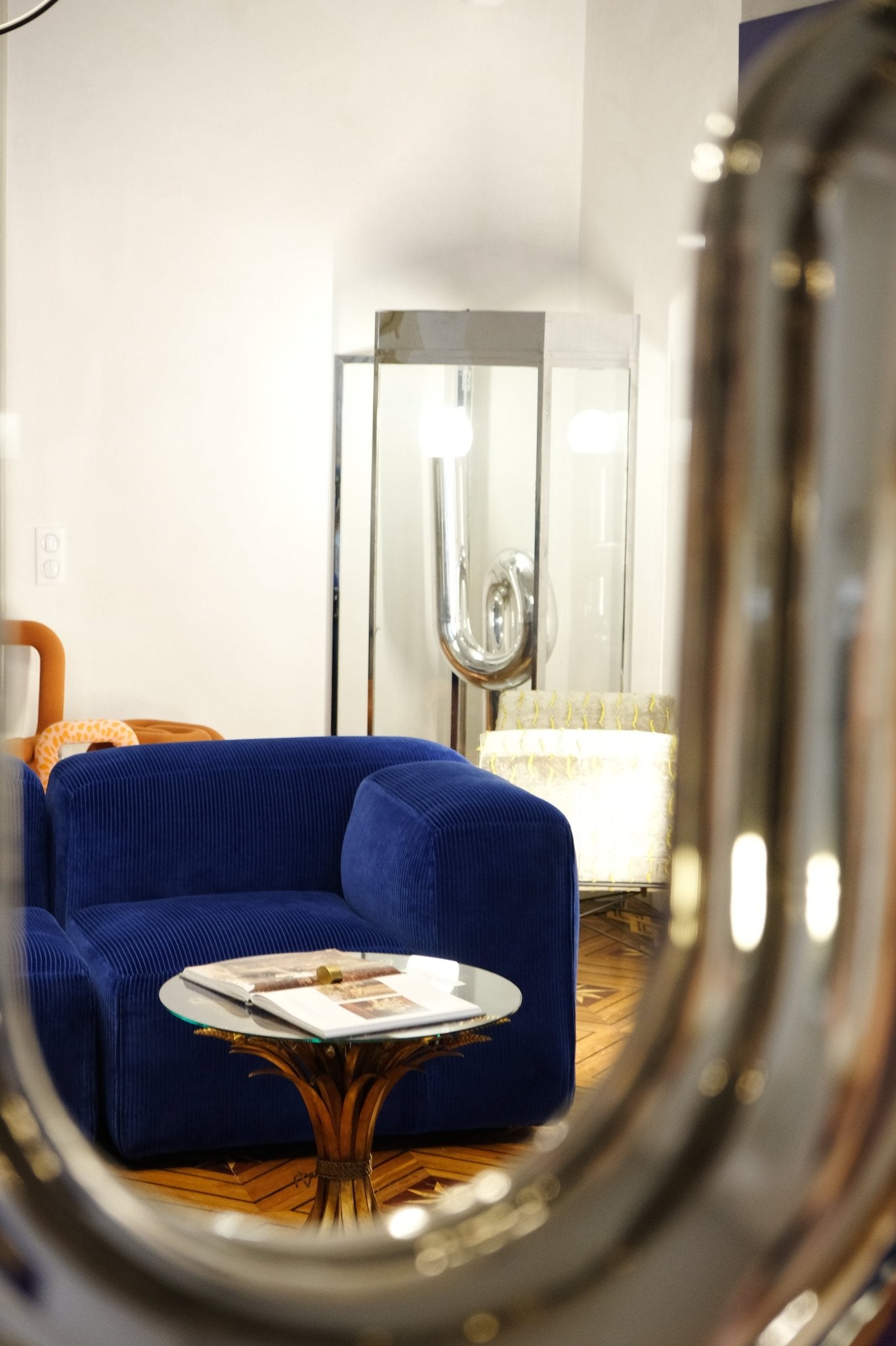 Canapé 2 modules Mura - Velours bleu - Tacchini - Design Italien - Maison Caldeira