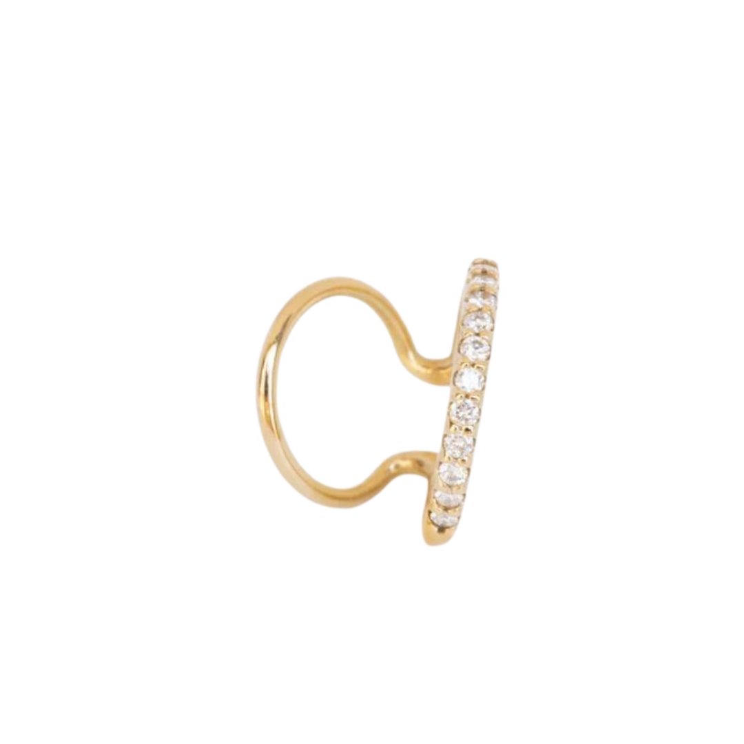 Clip d'Oreille Double Trouble - Or jaune 18 carats recyclé et diamants - Maison Caldeira