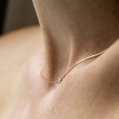 Collier Minimaliste Marquise - Or blanc 18 carats diamant. - Acmée - Maison Caldeira