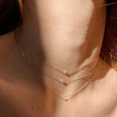 Collier Minimaliste Marquise - Or blanc 18 carats diamant. - Acmée - Maison Caldeira