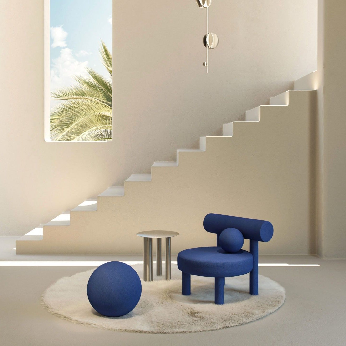 Fauteuil Gropius CS1 laine bleu électrique NOOM - design Bauhaus