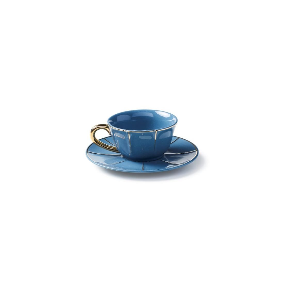 Grande tasse à thé avec coupelle - Bleue - Maison Caldeira