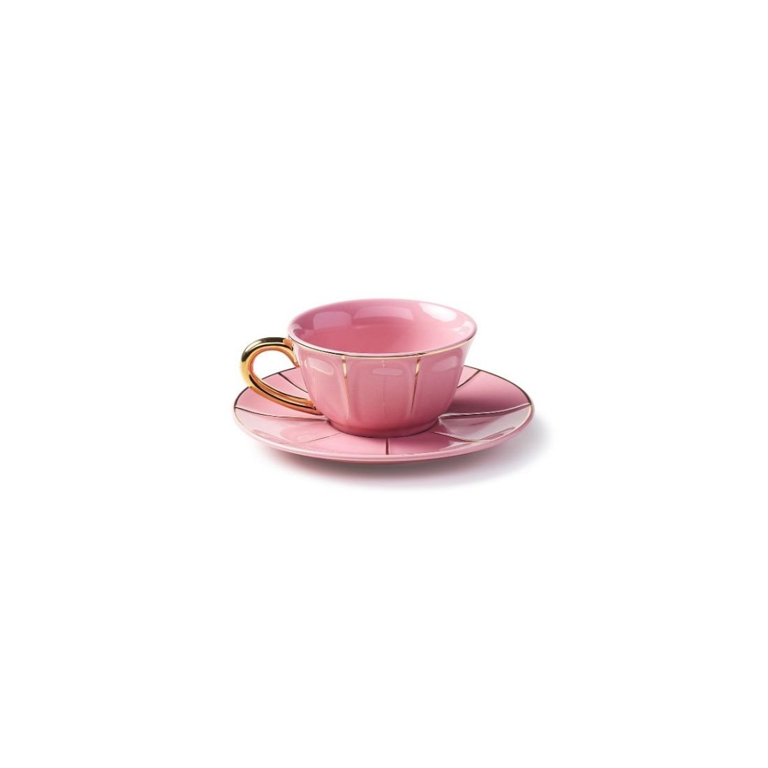 Grande tasse à thé avec coupelle - Rose - Maison Caldeira