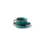 Grande tasse à thé avec coupelle - Verte - Maison Caldeira