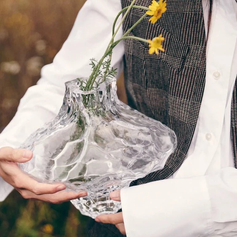Large vase Hein Canyon Clear – design pur et vertical en verre transparent, sélection Maison Caldeira
