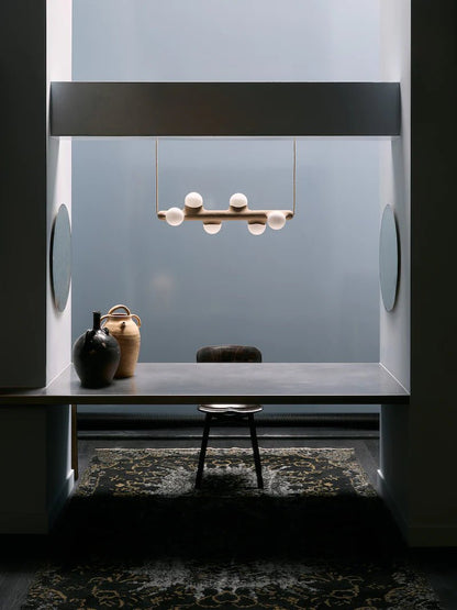 Lustre Prickly Pear Horizontal Sable – suspension design en céramique sablée et opalines, Mickaël Koska, Maison Caldeira