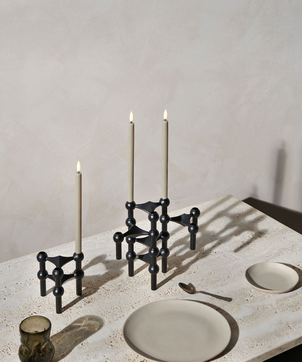 Pack de trois bougeoirs - Noir Mat - Maison Caldeira