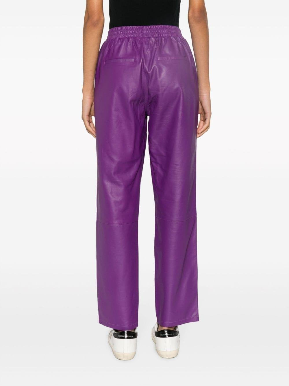 Pantalon stretch en cuir « ABIGAIL » violet - Maison Caldeira