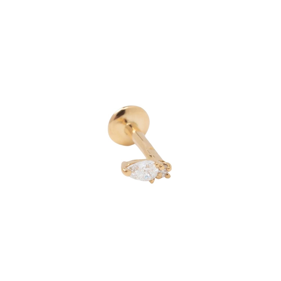 Piercing Double Jeu Poire - Or 18 carats recyclé et diamant - Maison Caldeira