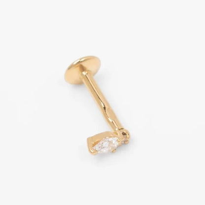 Piercing Double Jeu Poire - Or 18 carats recyclé et diamant - Acmée - Design Contemporain - Maison Caldeira