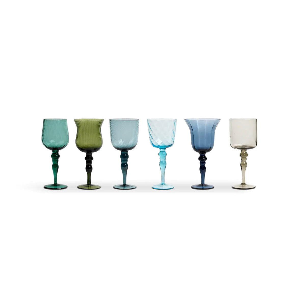 Set de 6 verres à vin bleu/vert - Maison Caldeira