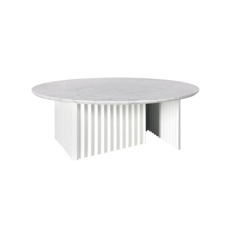 Table basse ronde en plec et marbre - Blanc - Maison Caldeira