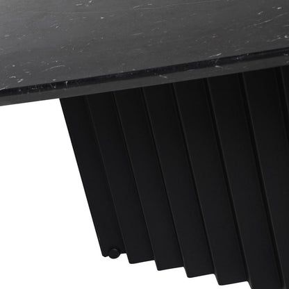 Table basse ronde en plec et marbre - Noir - Maison Caldeira