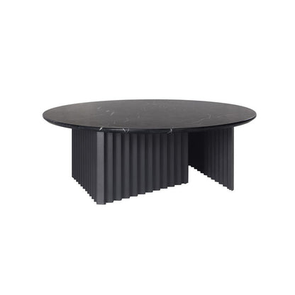 Table basse ronde en plec et marbre - Noir - Maison Caldeira