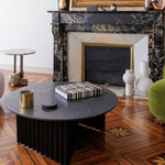 Table basse ronde en plec et marbre - Terracotta - Maison Caldeira