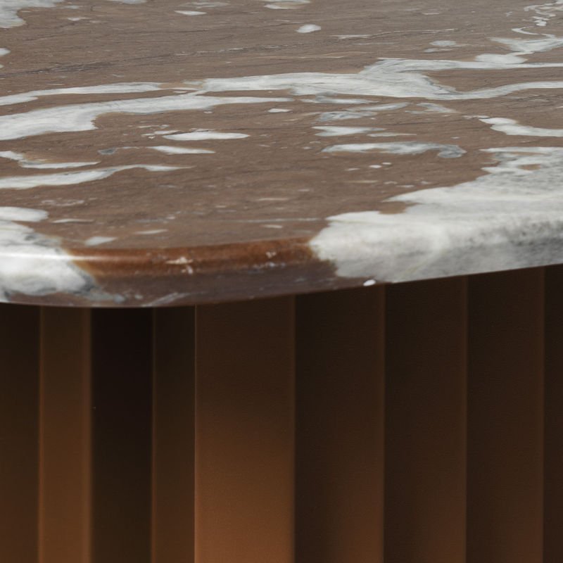 Table basse ronde en plec et marbre - Terracotta - Maison Caldeira