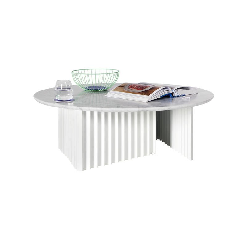 Table basse ronde en plec et marbre - Terracotta - Maison Caldeira