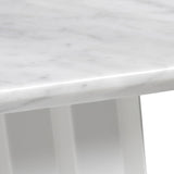 Table d’appoint ronde en plec et marbre - Blanc - Maison Caldeira