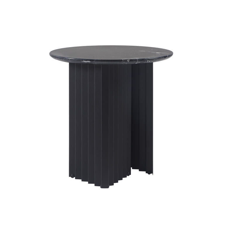 Table d’appoint ronde en plec et marbre - Noir - Maison Caldeira