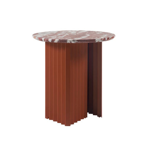Table d’appoint ronde en plec et marbre - Terracotta - Maison Caldeira