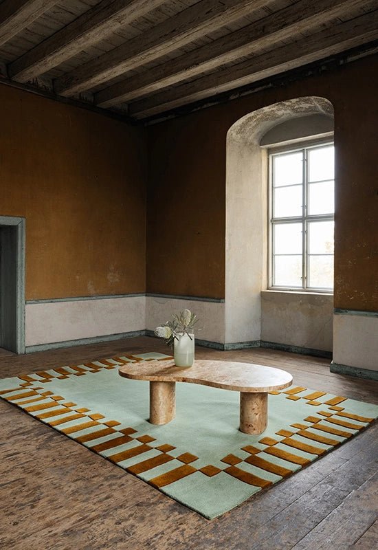 Tapis " Telkan cadre" Pistache - Maison Caldeira